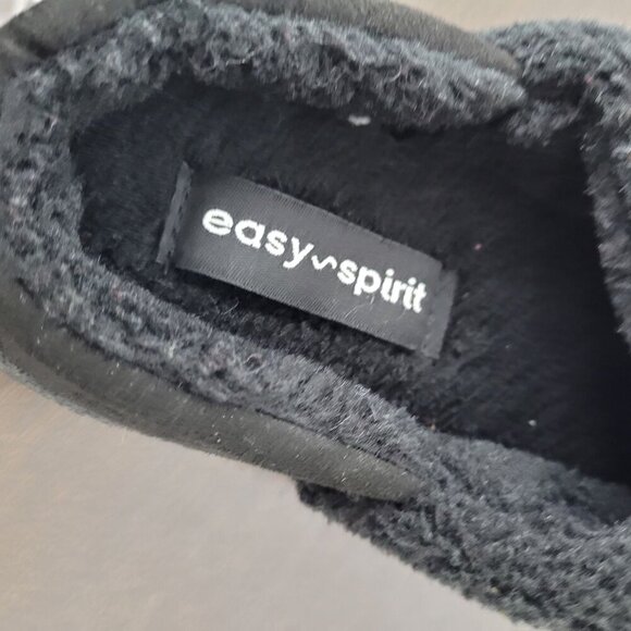 NEW Easy Spirit Womens Size 5-6 S Faux Fur Lined Slip-On Slippers Sparkle Black - Picture 5 of 8